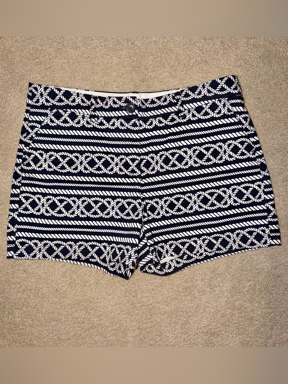 Crown & Ivy Navy and White Nautical Rope Women's Shorts Size 12